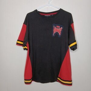 Rebel Vengeance T-Shirt Men XL Black Red Yellow Skull Flame Graphic Goth Grunge